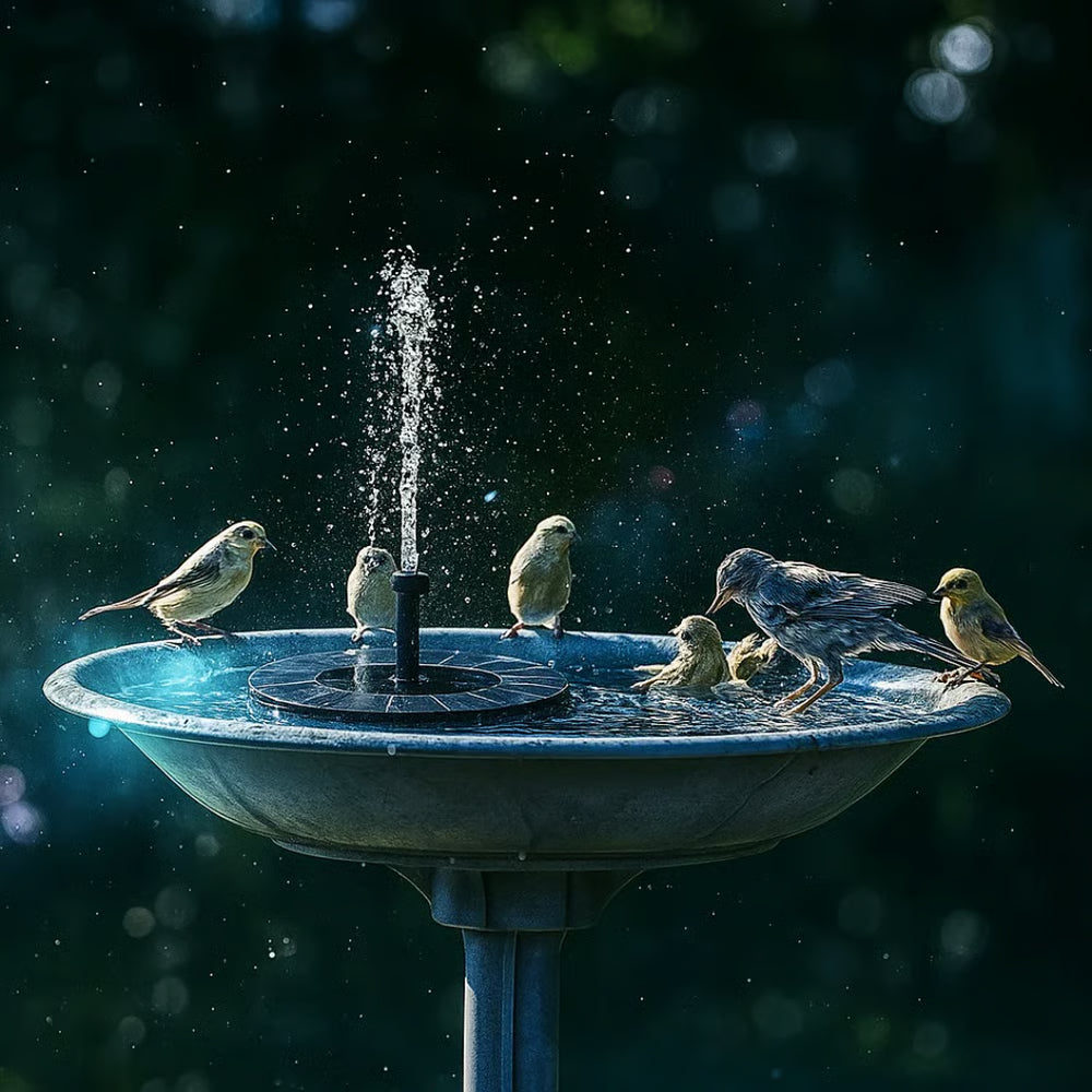 Solar Bird Bath Fountain with 6 Nozzles