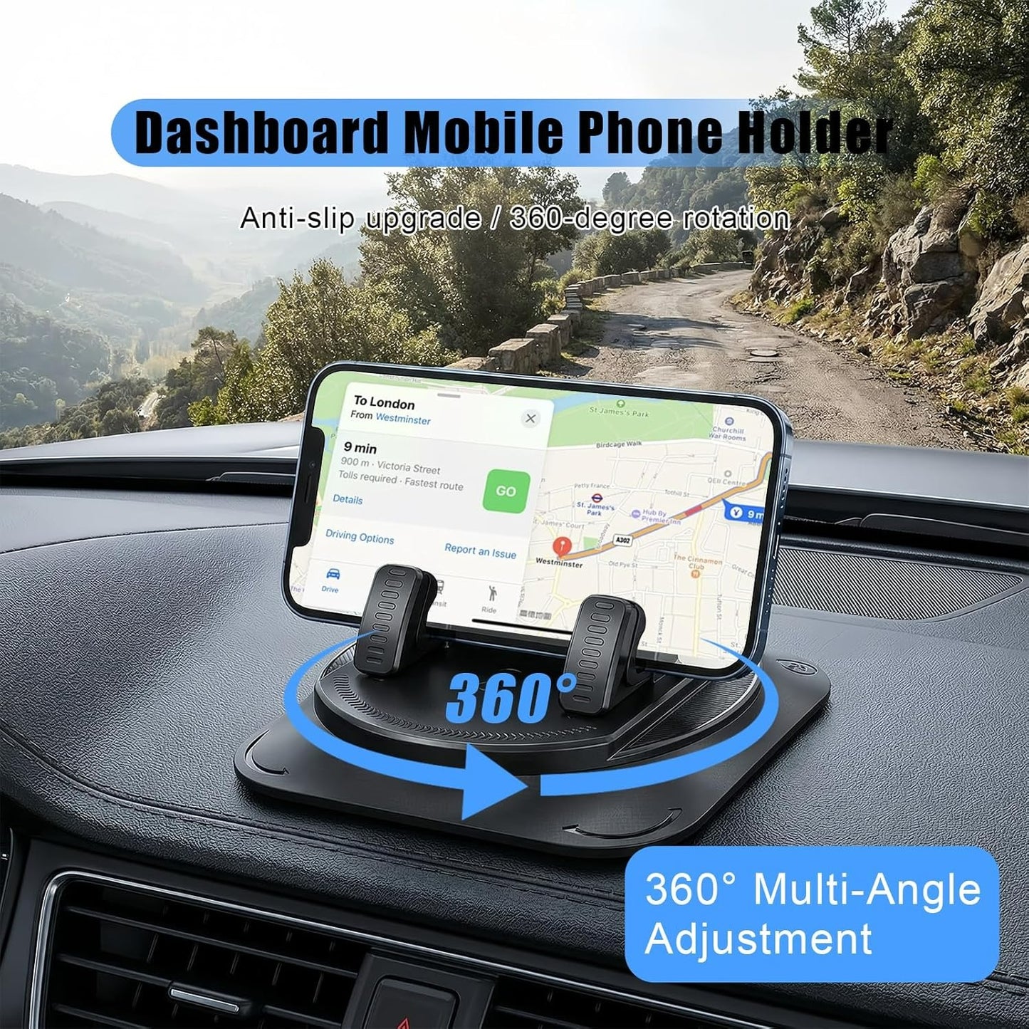 360° Rotating Car Dashboard Phone Holder