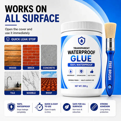 Transparent Waterproof Glue + Free Brush