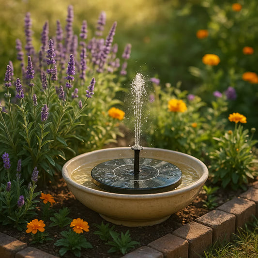 Solar Bird Bath Fountain with 6 Nozzles
