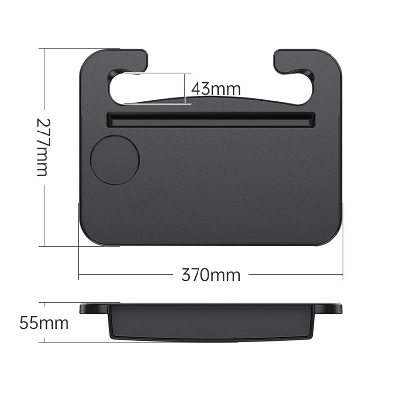 2-in-1 Car Steering Wheel Desk - Black ABS Plastic Food & Laptop Tray