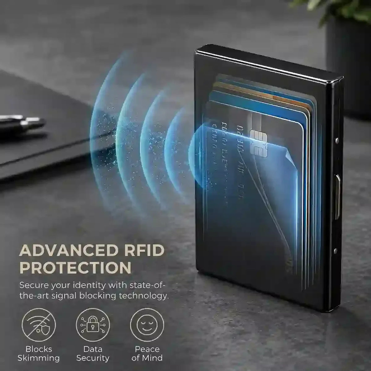 RFID Blocking Stainless Steel Card Holder, Slim Portable Anti‑Theft Metal Credit Card Case