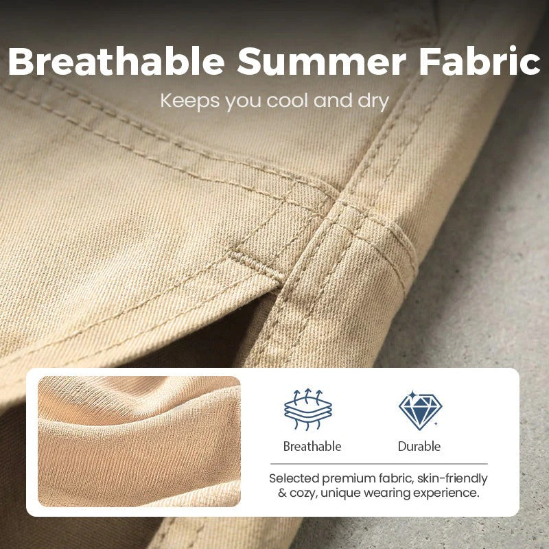 Lightweight Cargo Shorts – Breathable fabric, knee-length cut. Secure pockets for phone & keys. Comfortable all day long.