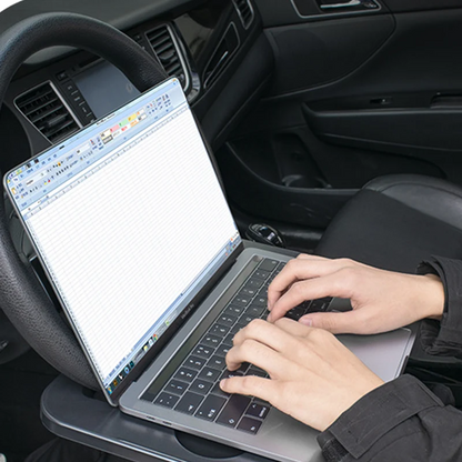 2-in-1 Car Steering Wheel Desk - Black ABS Plastic Food & Laptop Tray