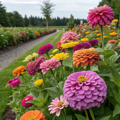 Double Zinnia Mixed Color Seeds 🌱BUY 1 GET 1 FREE 🌸 With Plant Growth Supplement