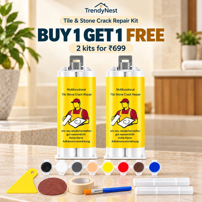 TrendyNest Buy 1 Get 1 Free offer: two tile and stone crack repair cartridges with colour pigments and application tools; 2 kits for ₹699